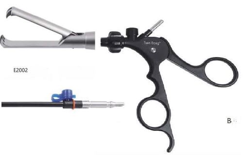 Затискач ухоплюючий 2х3 зуба лапароскопічний, великий, діам 10 мм, довж 330 мм, довж браншів 27 мм, одина рухома частина, обертальний 360 град розбірний